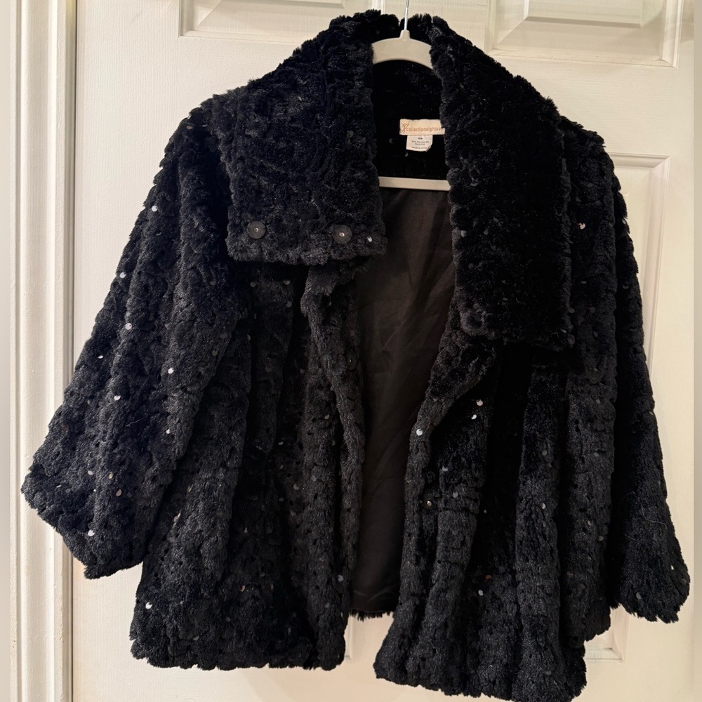 Collection XIIX Black Teddy Jacket Plush Texture